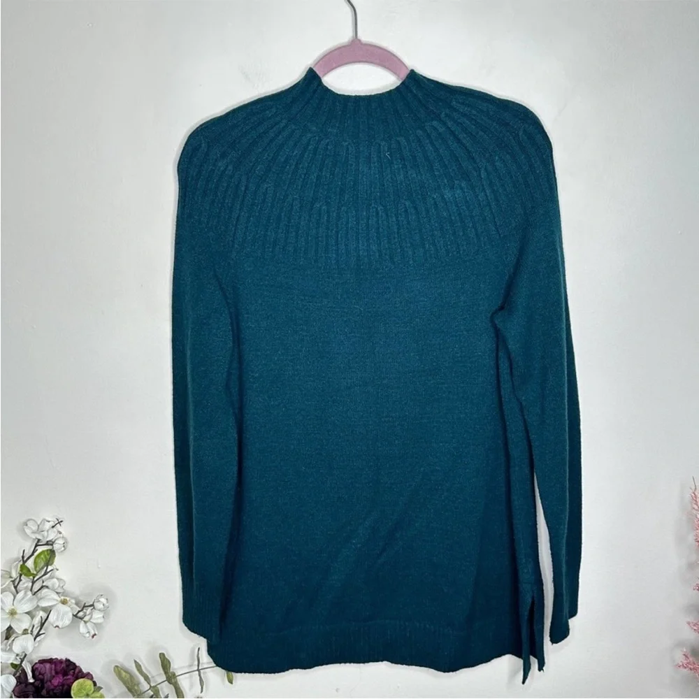 Anthropologie Welford Mock Neck Deep Teal Crew Neck Sweater Sz XS